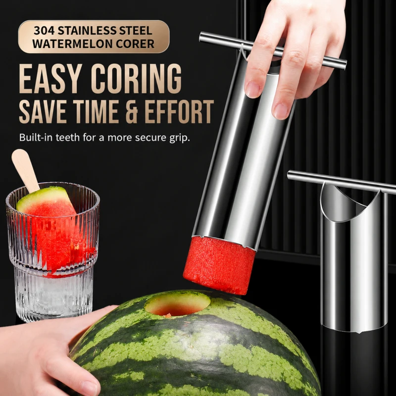

Watermelon Hole Puncher Tool, 304 Steel Fruit Drill Bit, Cylindrical Core Extractor for Melon Apple Pineapple