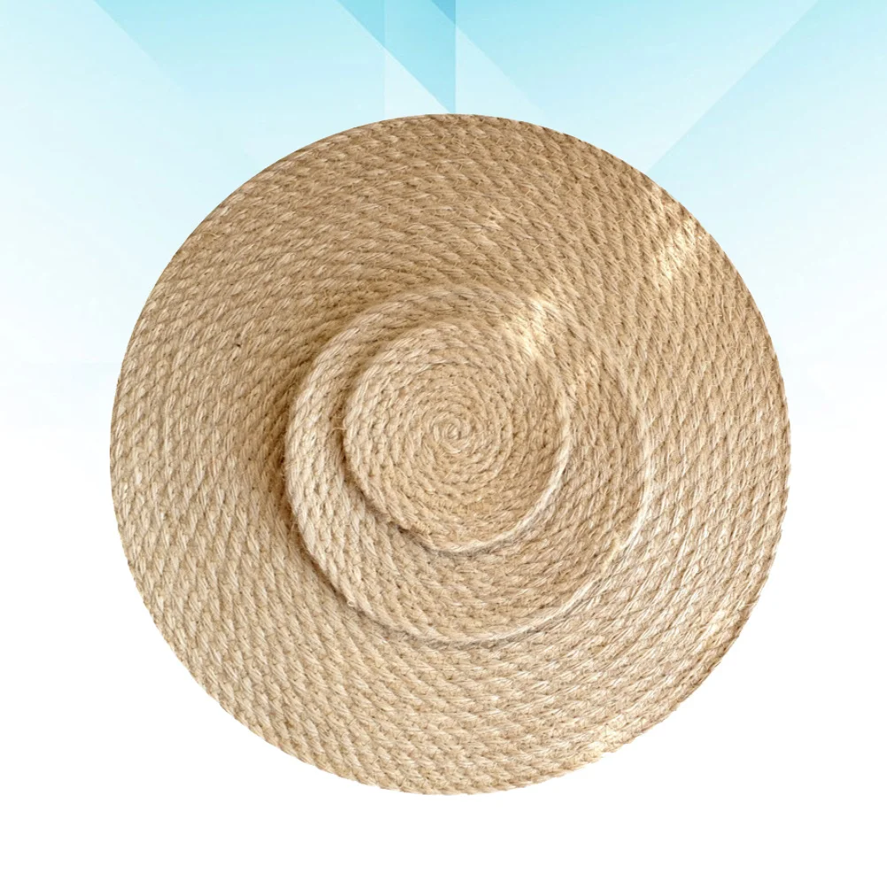 

1Set Heat Resistant Mat Set Natural Linen Straw Round Shape Different Size 11cm 18cm 30cm Kitchen Table Non-Slip Insulation Pad