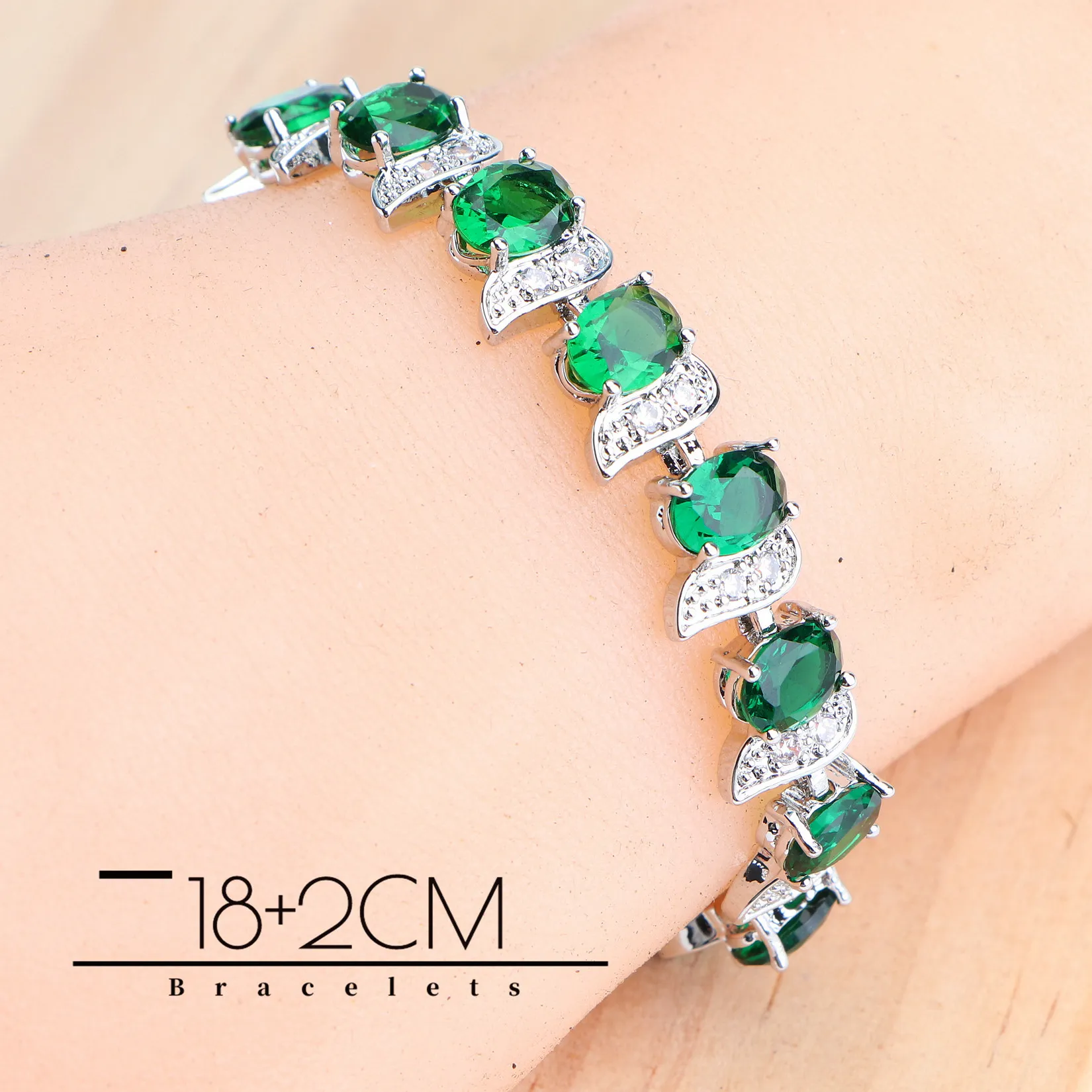 Women Wedding Jewelry Sets 925 Silver Earrings Stones Bracelets Ring Pendant Necklace Green Cubic Zricon Set Bridal Jewelry