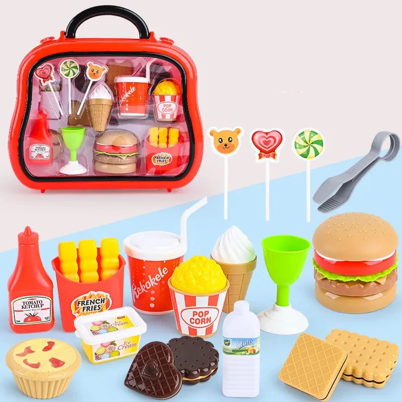 Crianças brinquedos de casa de brincar mochila de plástico brinquedos de alimentos cortados frutas e legumes bebê crianças fingir jogos educativos brinquedos