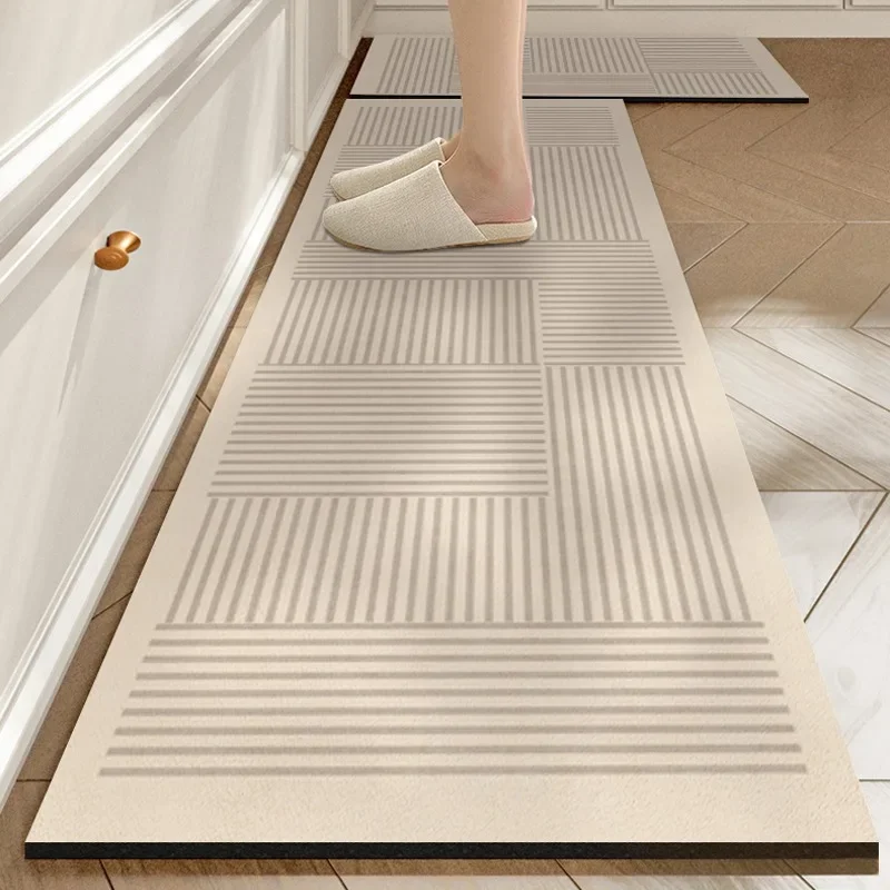 

Kitchen Floor Mats Stylish Decorative Oil Repellent Waterproof Wipeable PVC Leather Home Easy Clean Balcony Soft Carpet Alfombra