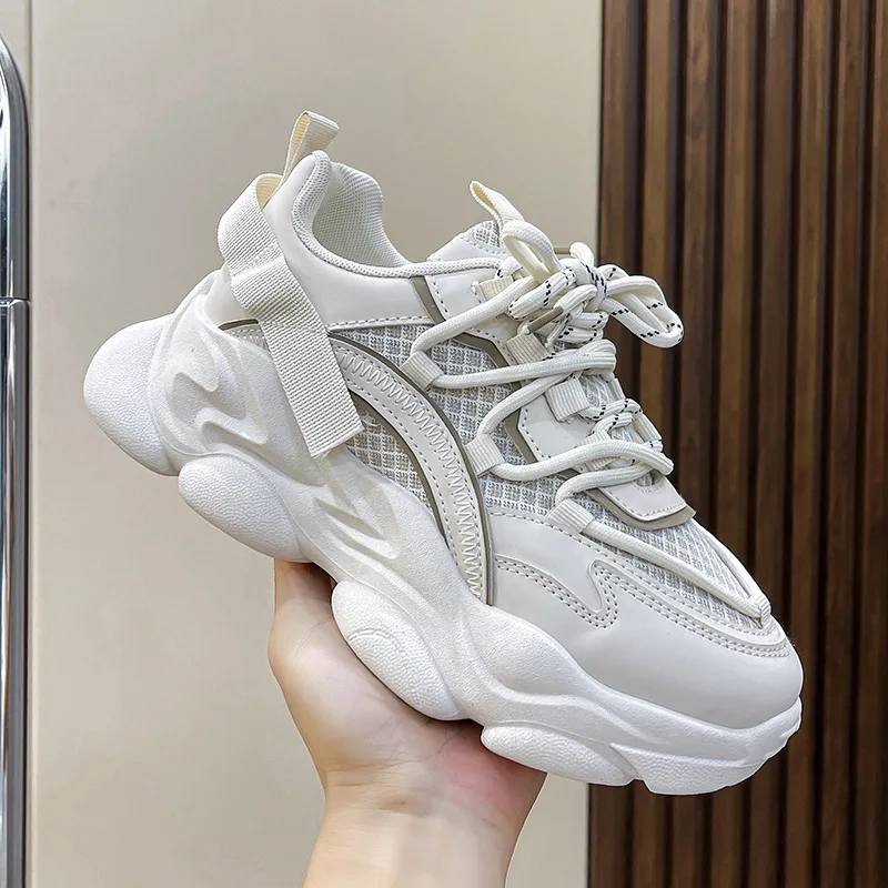 Black Platform Shoes for Women Sneakers Casual White Outdoor Fashion Tennis Sports Shoes Walk Chunky Sneakers Women 2024 Spring