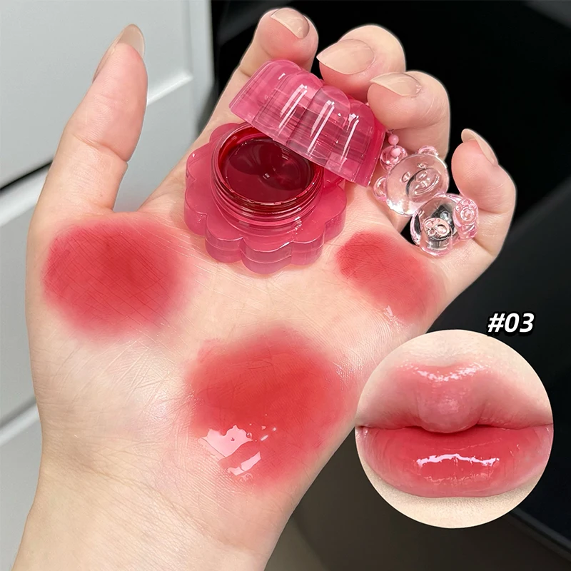 QIBEST-brillo de labios hidratante, Gel de doble uso para labios y mejillas, gelatina con brillo de agua, colorete colorido para mejillas y labios, crema para manchas de labios