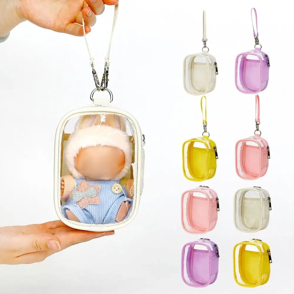

Cute PVC Data Cable Storage Bag Transparent Dustproof Storage Case Portable Mini Doll Display Box
