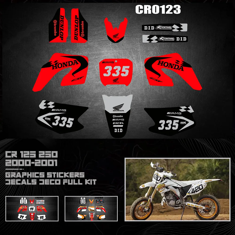 Full Graphics Decals Stickers For Honda CR125 CR125R CR250 CR250R 2000 2001 CR 125 250 125R 250R Personality Motocross