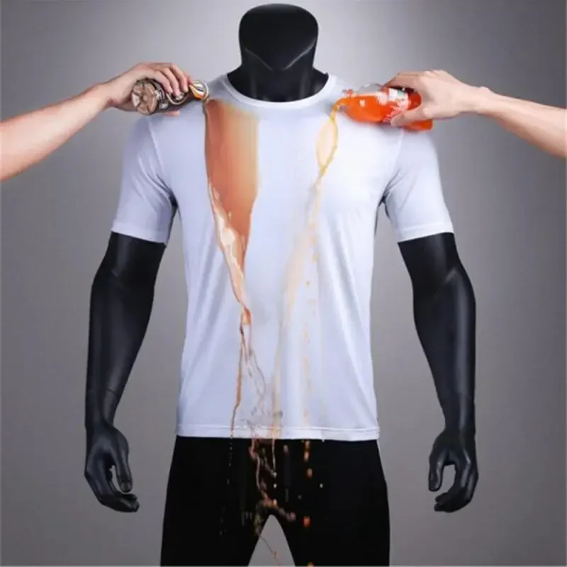 Quick Top Short Sleeve Hiking Shirt Anti-Dirty Waterproof Men T Shirt Creative Hydrophobic Stain Proof Breathable T Shirt