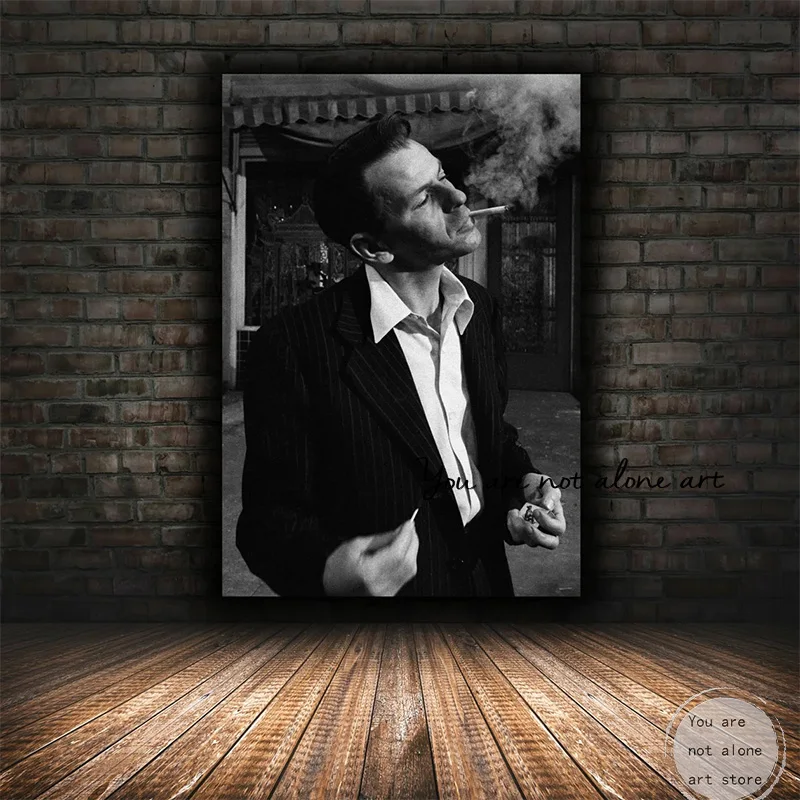 Vintage Frank Sinatra Smoking Portrait Music Studio Art Posters Canvas Painting Wall Prints Pictures for Living Room Home Decor