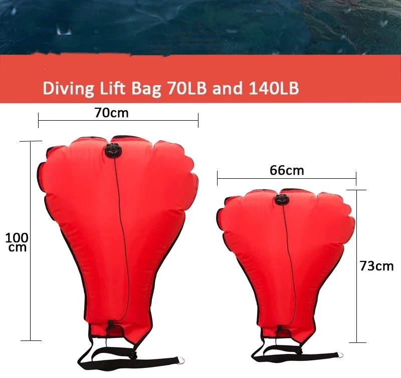 70/140 LBS Opblaasbare Lifting Salvage Drijfvermogen Zak Duiken Lifting Salvage Snorkeltas Vissen Wrack Cargo Salvage Float Kit