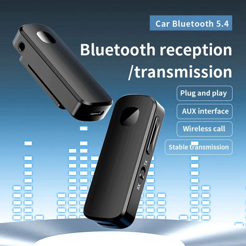 Transmissor receptor de áudio sem fio Bluetooth 5.4 Adaptador Bluetooth AUX de 3,5 mm para telefones automotivos tablet laptop