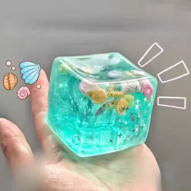 Squishy Maltose Cubes Fidget Toy Super Soft Transparent Star Squeeze Toy Ocean Sensory Anti Stress Toy