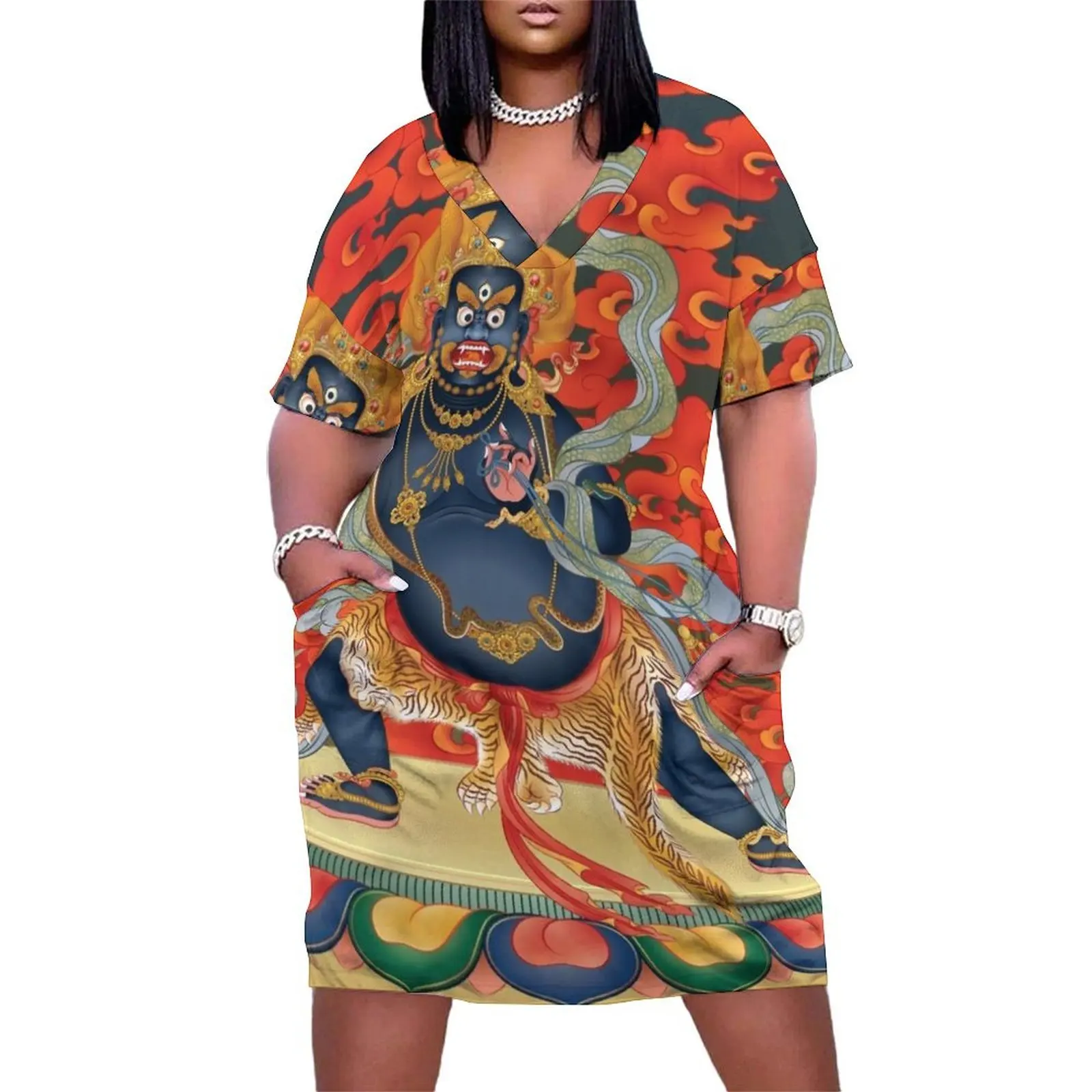 

Vajrapani Loose Pocket Dress Women's clothing party dress women elegant luxury Women's dress Summer skirt