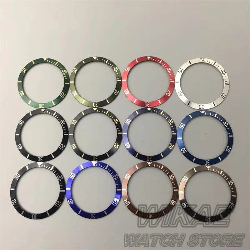 38mm Slope Aluminum Watch Bezel Black/Red/Blue/Green/Silver Watch Insert 60Minutes Scales Fit For Vintage Men's Automatic Watch