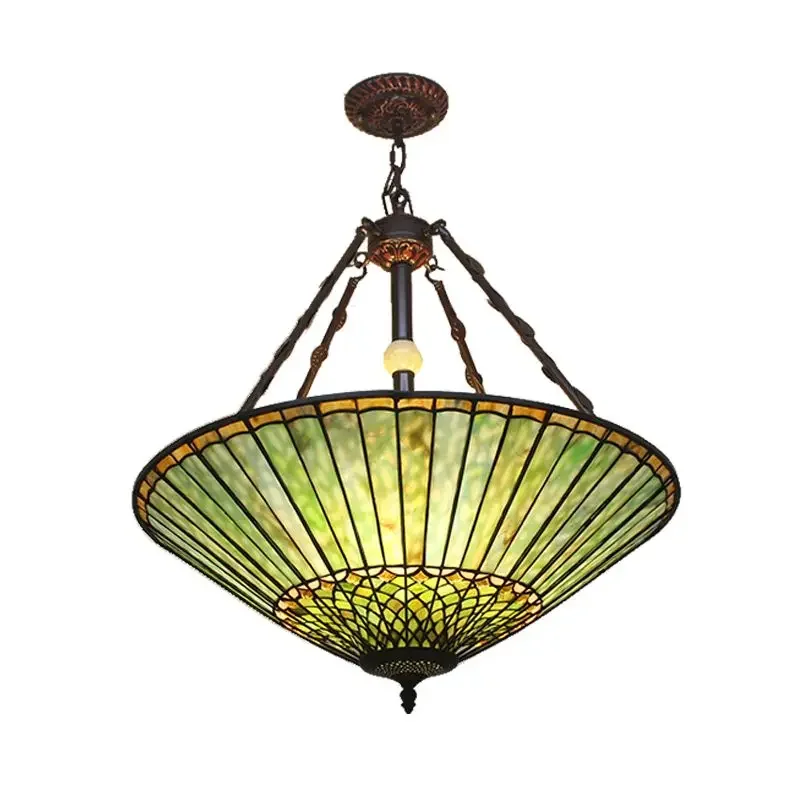 Tiffany Retro Glass Pendant Light Home Decor Lighting Villa Large Chandelier Entrance Living Room Bedroom Reverse Chandelier