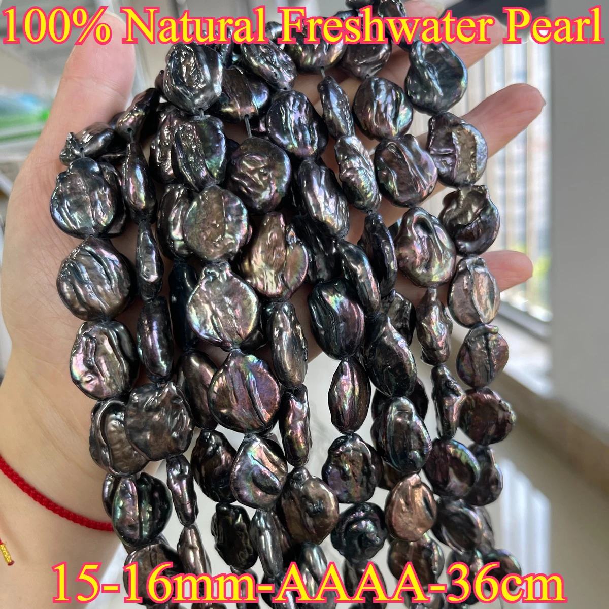 

15-16mm 4A Hot Sale Factory Wholesale Natural Freshwater Pearl Black Baroque Bead Jewelry Make DIY Necklace Bracelet Women Gift