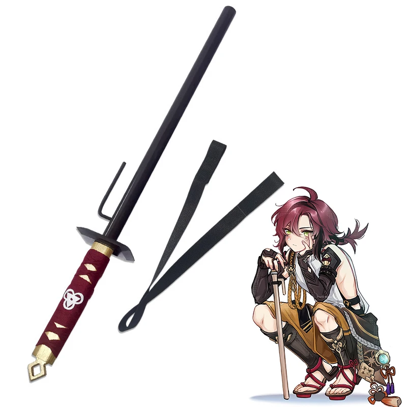 Genshin Impact Shikanoin Heizou accesorios de Cosplay, arma, tenedor, accesorios de Cosplay de madera, espada con una mano