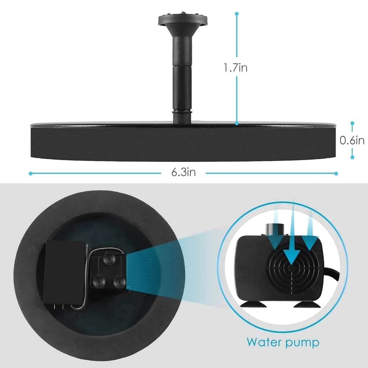 Fontana solare, pompa per fontana solare da 1.4W, pompa solare per fontana da bagno per uccelli con 10 ugelli, fontana solare per esterni