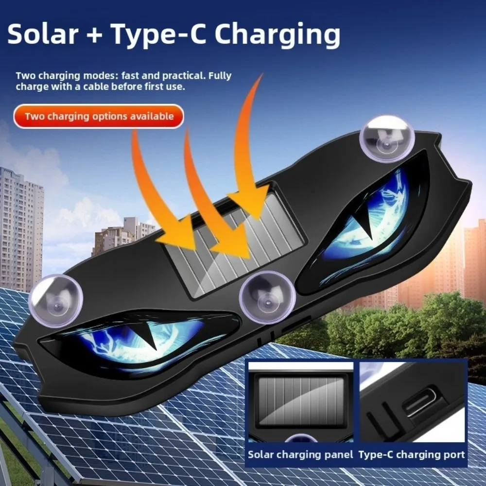 1/2PCS Upgraded Car Demon Eye Solar Wireless Decorative Light, Strobe Warning Light, Car Triangle & Rear Window Ambient Light