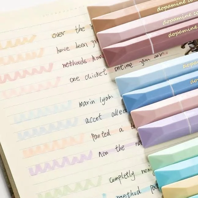 

12pcs Quadrilateral Highlighter Pens | Vibrant Colors, Smear-Proof Markers for School & Office Supplies