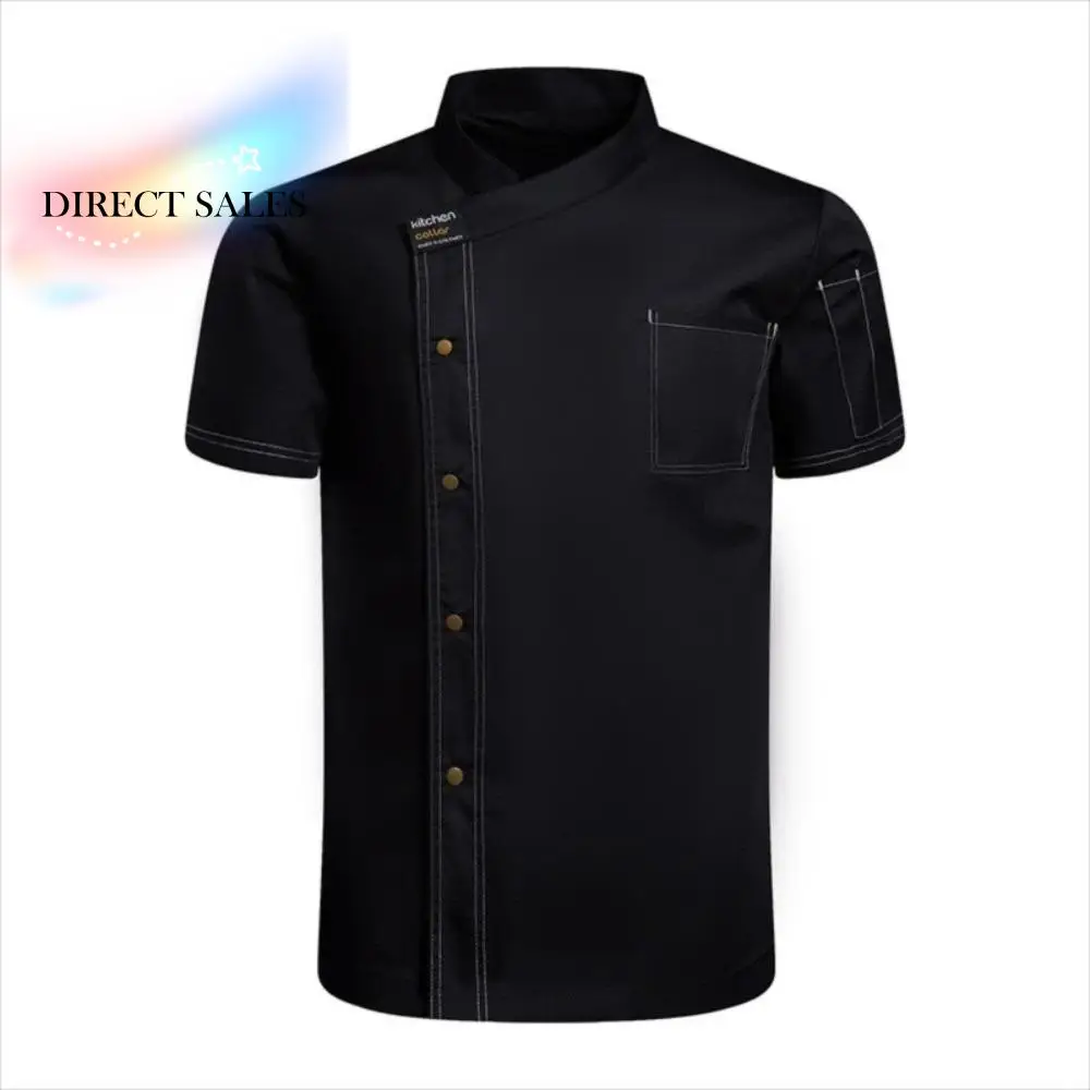 Uniforme de Chef en maille respirante et Durable, veste de Chef épaisse et résistante à l'usure, vêtements de travail de Chef noirs à manches courtes unisexe