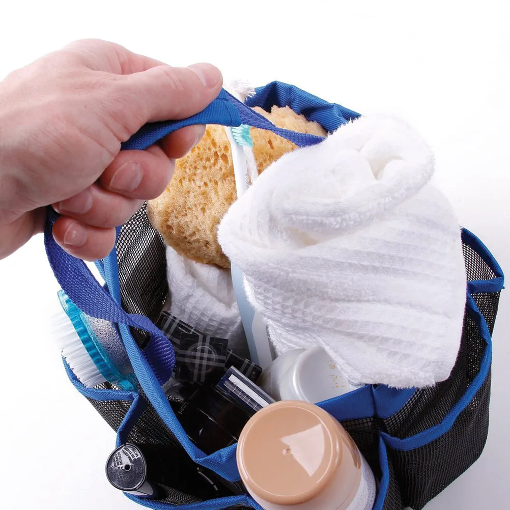

Mesh Bathroom Storage Bag Organizer Durable Oxford Cloth Toiletries Pouch Rustproof Carry Handle Quick Dry For Travel Gym