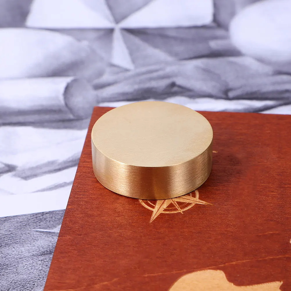 

2pcs Heavy Brass Round Paperweights Classic Office Home Decorative Calligraphy Supplies Tabletop Shelf Decor Paperweight Tools