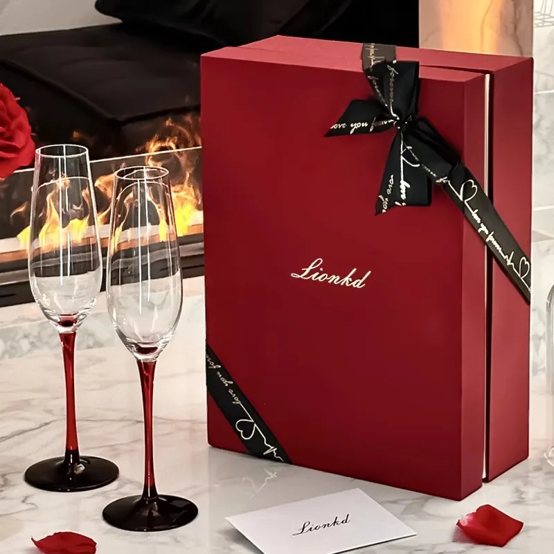 HYS high-end gift champagne cup crystal glass girlfriend light luxury couple wine glass set gift box wedding gift