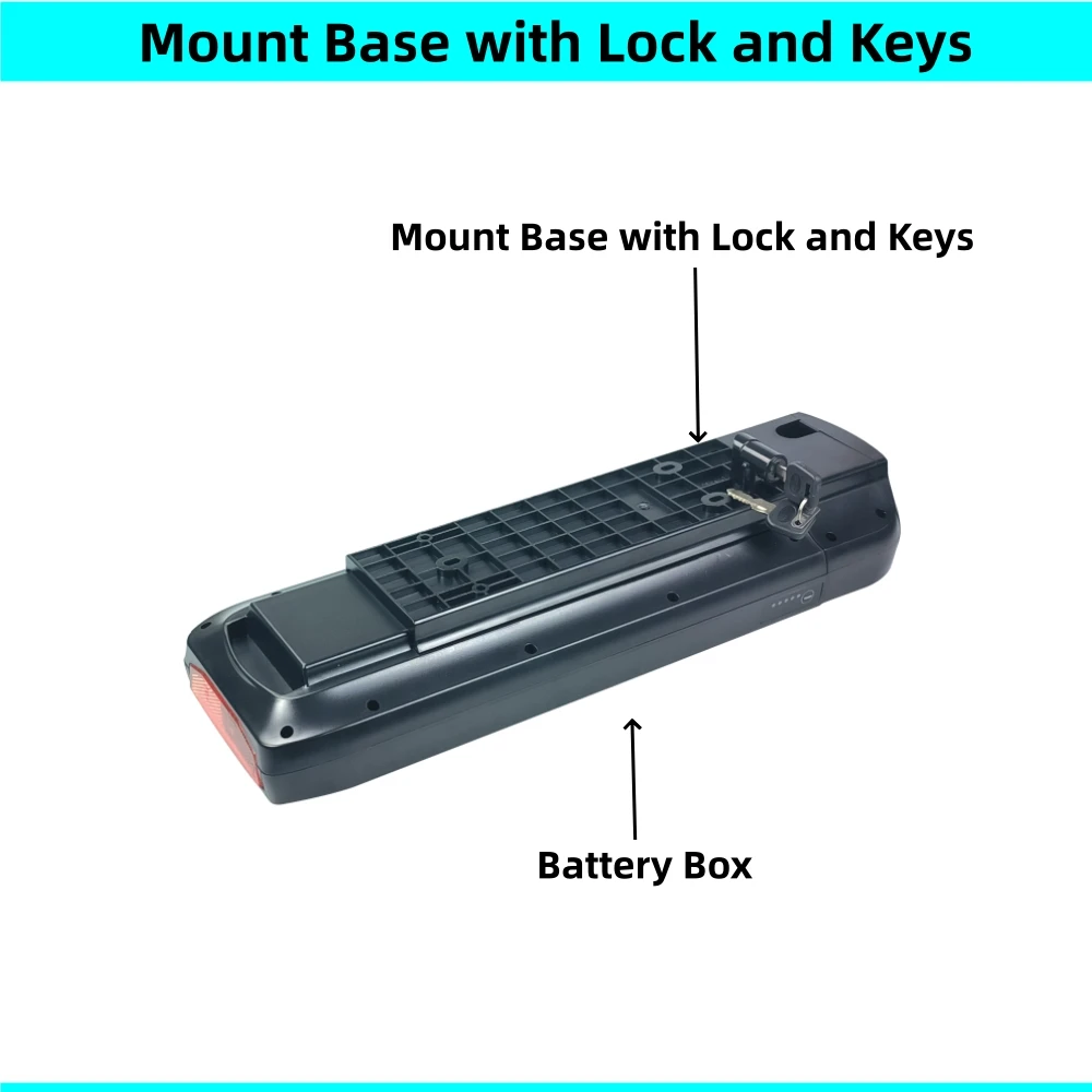 37V 36V 48V City Bike Rear Carrier Ebike Battery Box 60 18650 40 21700 Cells Phylion XH370-13J Wall-ES City Bike Battery Case