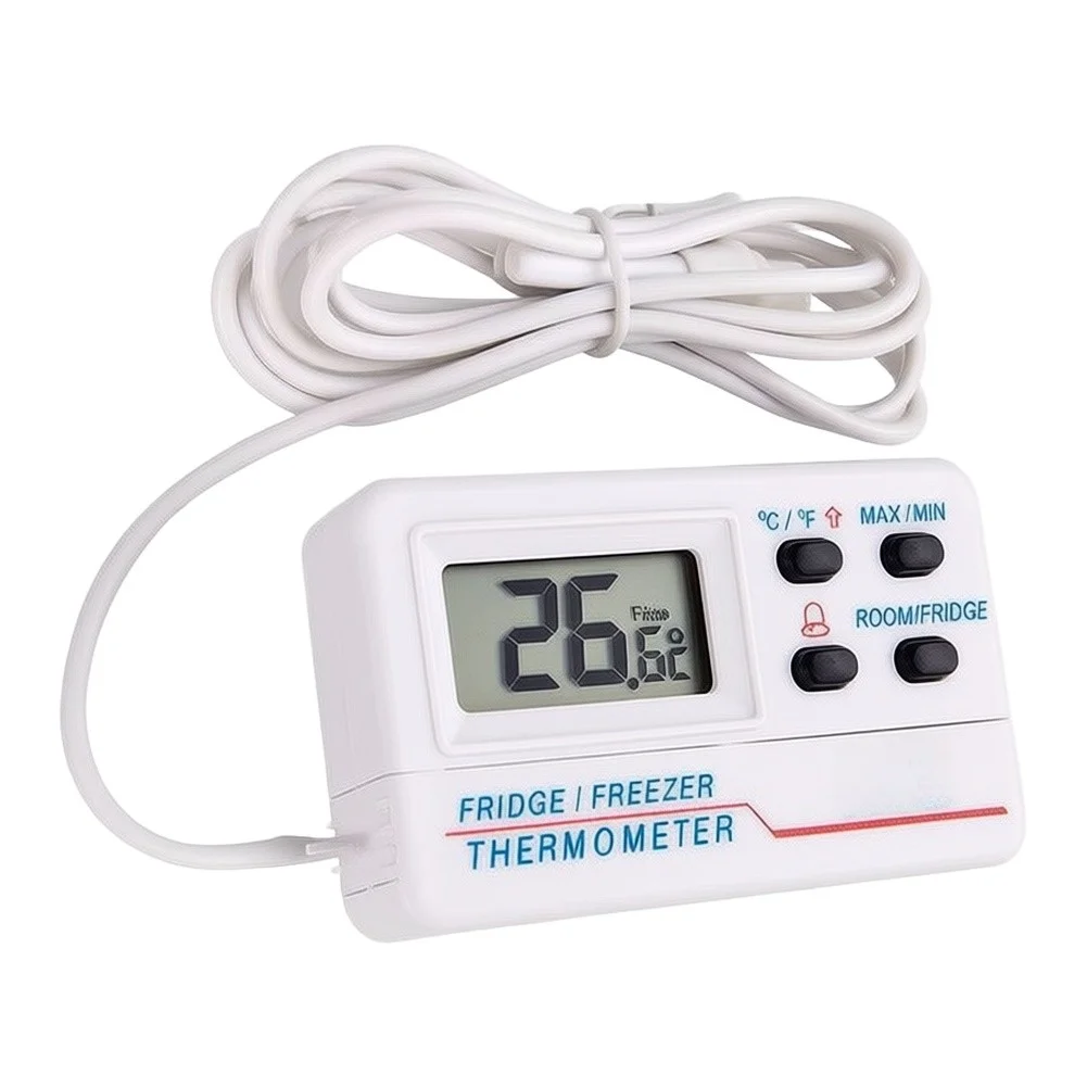 Digital Fridge Thermometer with Programmable High Low Temperature Alerts for Refrigerator Food Safety Monitoring