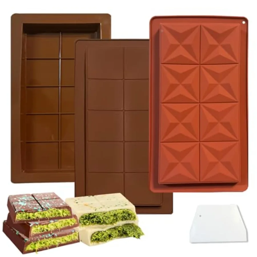 

Deep Chocolate Bar Dubai Molds 3 Pack 1 Ih Deep Large and Thick Silicone Chocolate Bar Silicone Thick Mold for Stuffed Bar Big