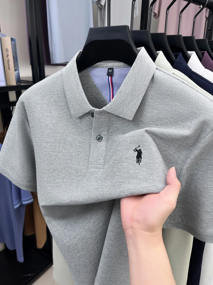 Luxury fashion pony embroidered short sleeve polo shirt men's designer brand summer new business leisure high-end Paul T-shirt image 2
