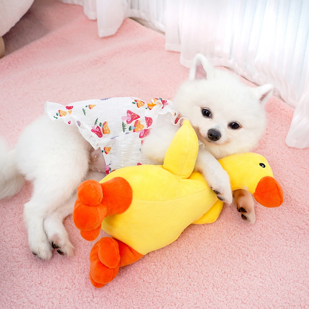 

Cute Plush Duck Pet Chew Toys Bite Resistant Squeaky Sound Dog Toy Cat Puppy Sleeping Toys Indoor Small Dogs Interactive Toy