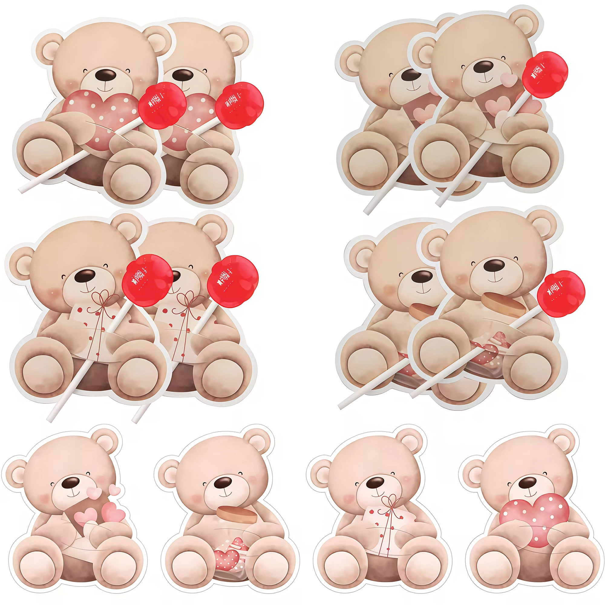 40 Stück Karton-Bär-Lutscher-Karten, schöner Bär mit Herz-Süßigkeitshaltern für alles Gute zum Valentinstag, Hochzeit, Party, Süßigkeiten-Dekoration