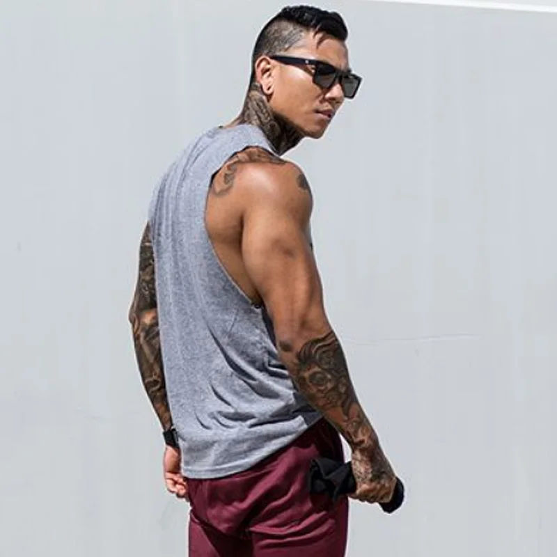 Men's Summer Cotton Sleeveless Muscle Tank Top Gym Running Workout Bodybuilding Fitness Casual Athletic Sports Singlet Vest Tops