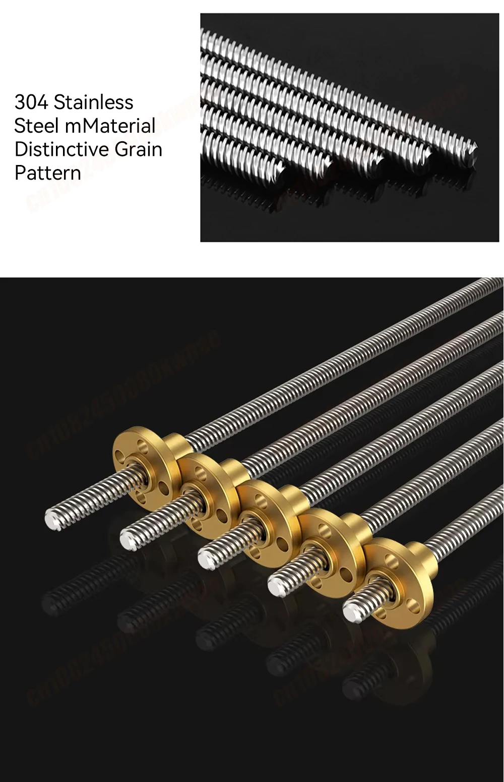 T8-Leitspindel mit Messingmutter, Außendurchmesser 8 mm, Steigung 2 mm/Steigung, 8 mm Steigung, 2 mm Länge, 100–500 mm, T8-Leitspindel-Reprap, 3D-Drucker-Teile – Detail 6