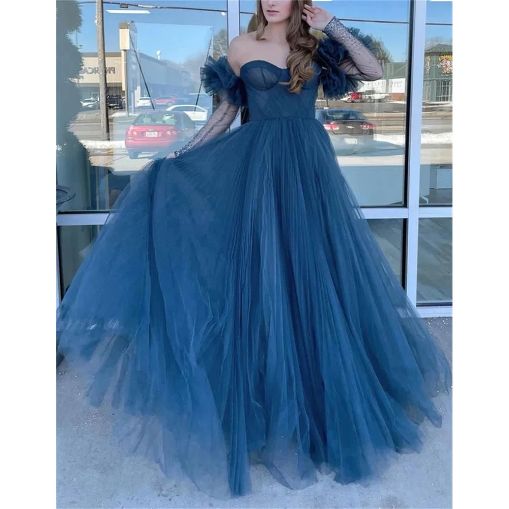 

Mori Girl A Line Formal Evening Dresses Off Shoulder Party Dress Sweetheart Beading Wedding Special Occasion Gowns robe soirée