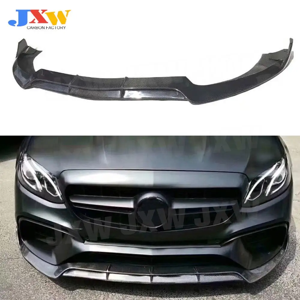 For E Class Carbon Fiber Front Bumper Lip Spoiler for Mercedes Benz W213 E63 AMG S 2017 18-2019 B style not For Original Bumper