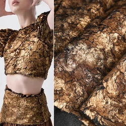 Metallic Crackle Bronzing Fur Fabric Bronzed Woolen Plush Designer Fabric For Diy Sewing Dress Coat Shawl Bag Sofa Material