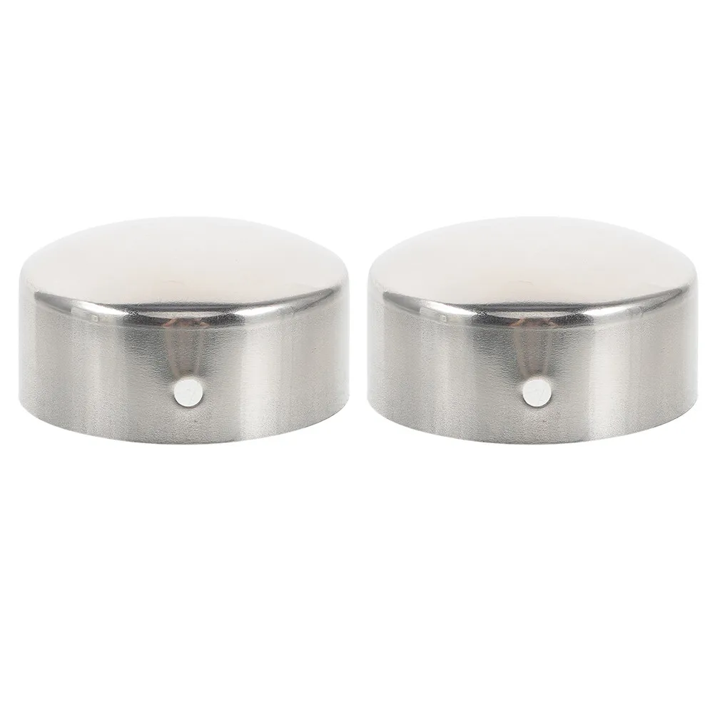 2Pcs Heavy-Duty Stainless Steel Handrail End Caps Wear-Resistant Decorative Metal Plugs for Round Tubing Rail Finishing Fittings