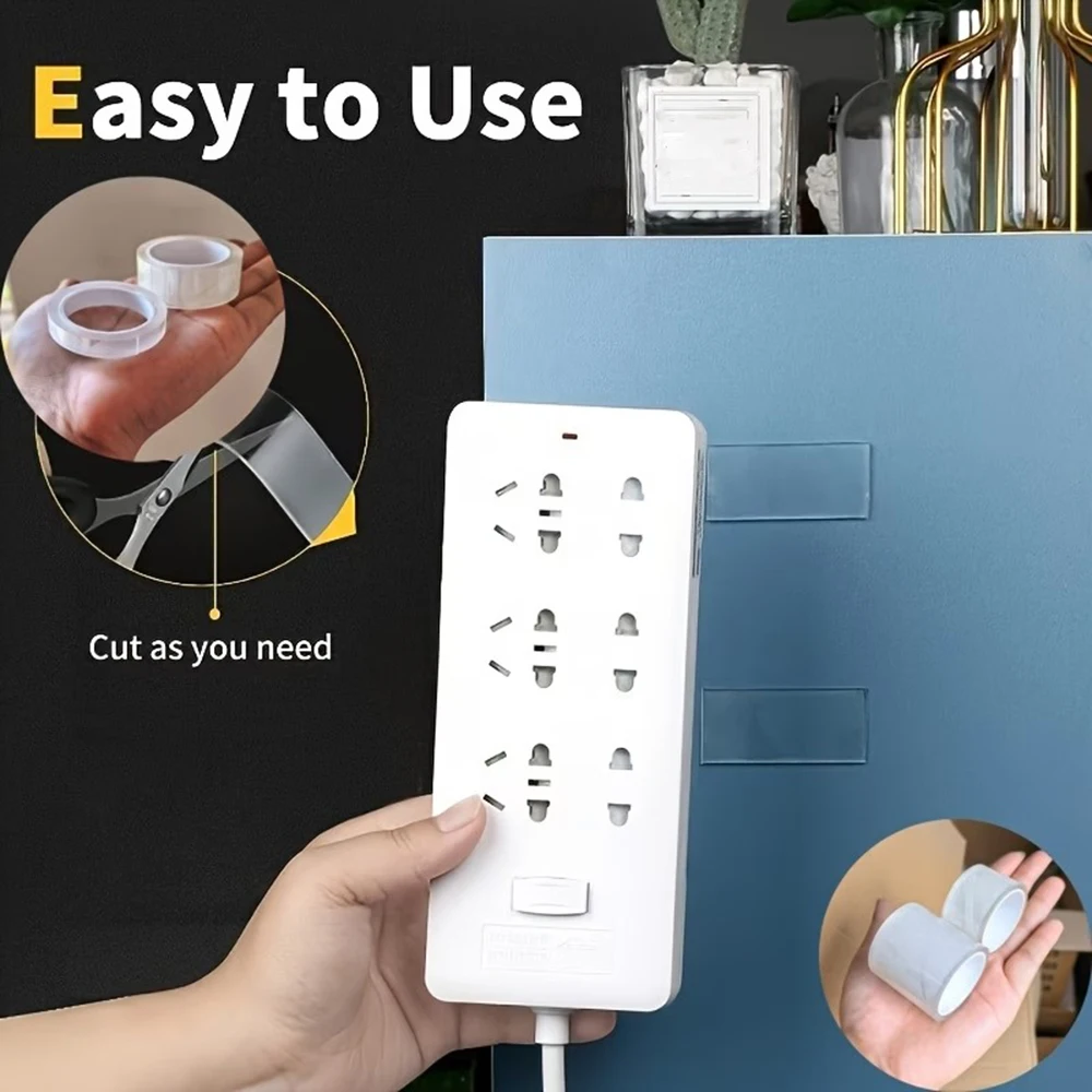 1Roll Double Sided Transparent Adhesive Tape Super Strong Removable Reusable Waterproof Tapes Heat Resistance Bathroom Decor