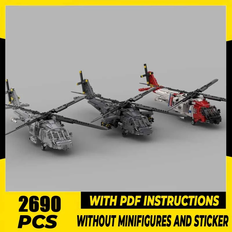 Paquete de bloques de construcción Moc Sikorsky H-60 Series, ladrillos tecnológicos Black Hawk/Sea Hawk/Jayhawk, juguetes de ensamblaje DIY, juego de regalo para vacaciones