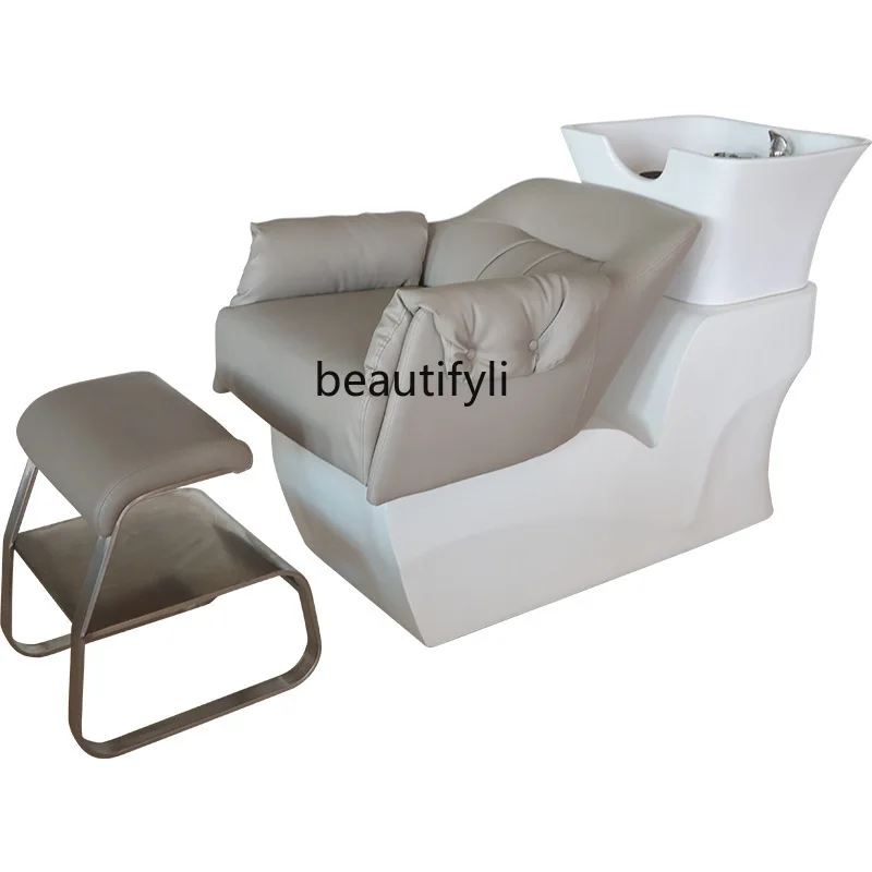 

Lying Half Shampoo Chair Barber Shop Ceramic Basin Massage Couch Hair Salon with Pedal