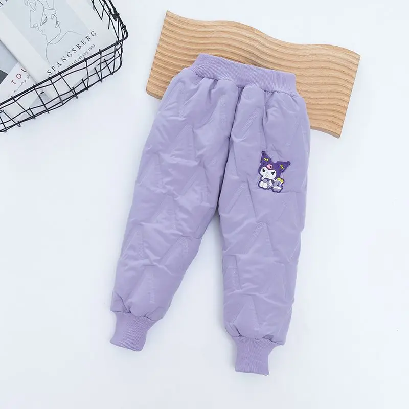 Kuromi Anime Kawaii MINISO Ins Warm Casual Children Cotton Pants Cute Thick Winter Loose Trousers Clothing Gifts for Kids