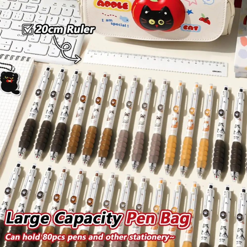 Cute Black Cat Decompression Pen Bag 3D Decompression Three-Layer Pencil Case Handheld Large Capacity Pen Box Gift