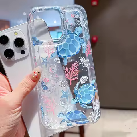 Cool Ocean Turtle Pattern Clear Case for Samsung Galaxy S10 S20 S21 S21 S22 S23 S24 S25 FE Ultra Plus 5G Airbag Shockproof Cover