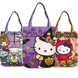 Kawaii Sanrio Halloween Hello Kittys Borse a tracolla Cartoon Anime Kuromi Girl Borsa a tracolla in tela Borsa per la spesa Borse con manico superiore