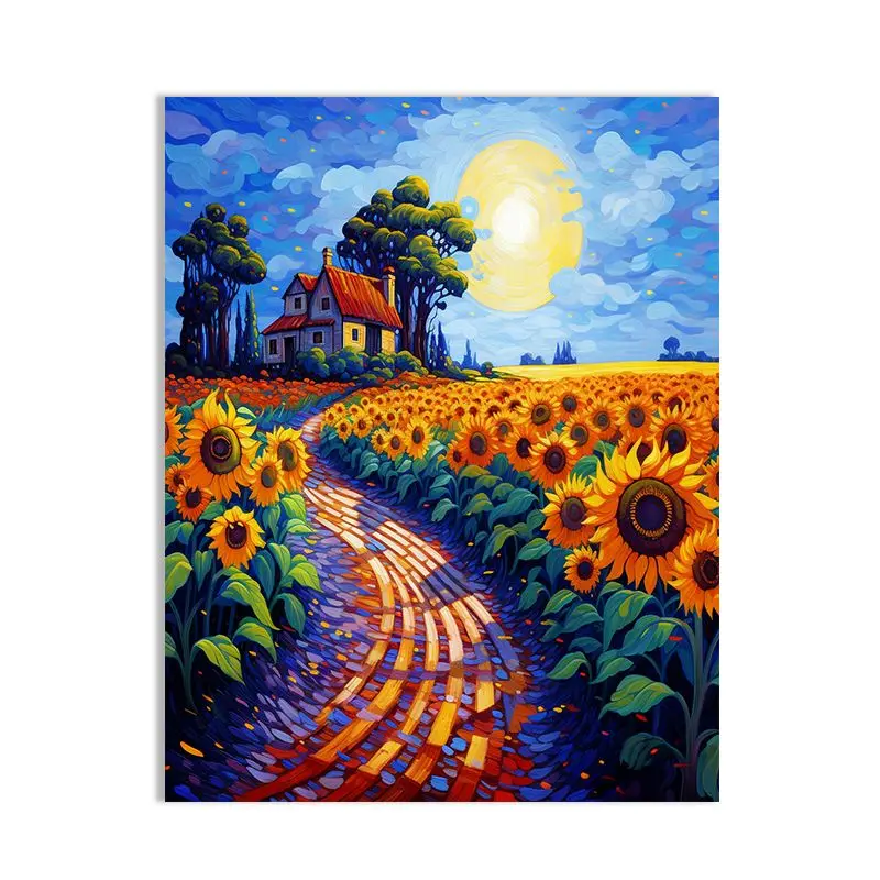 

CHENISTORY Oil Painting By Numbers Sunflower Acrylic Drawing Canvas Scenery Picture For Adult Wall Art DIY Home Decor