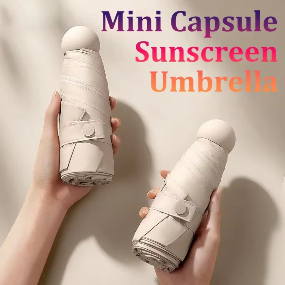 High Quality Mini Capsule Umbrella Ultralight Folding Sun Umbrella Protection Rain Dual Use Parasol Outdoor Summer