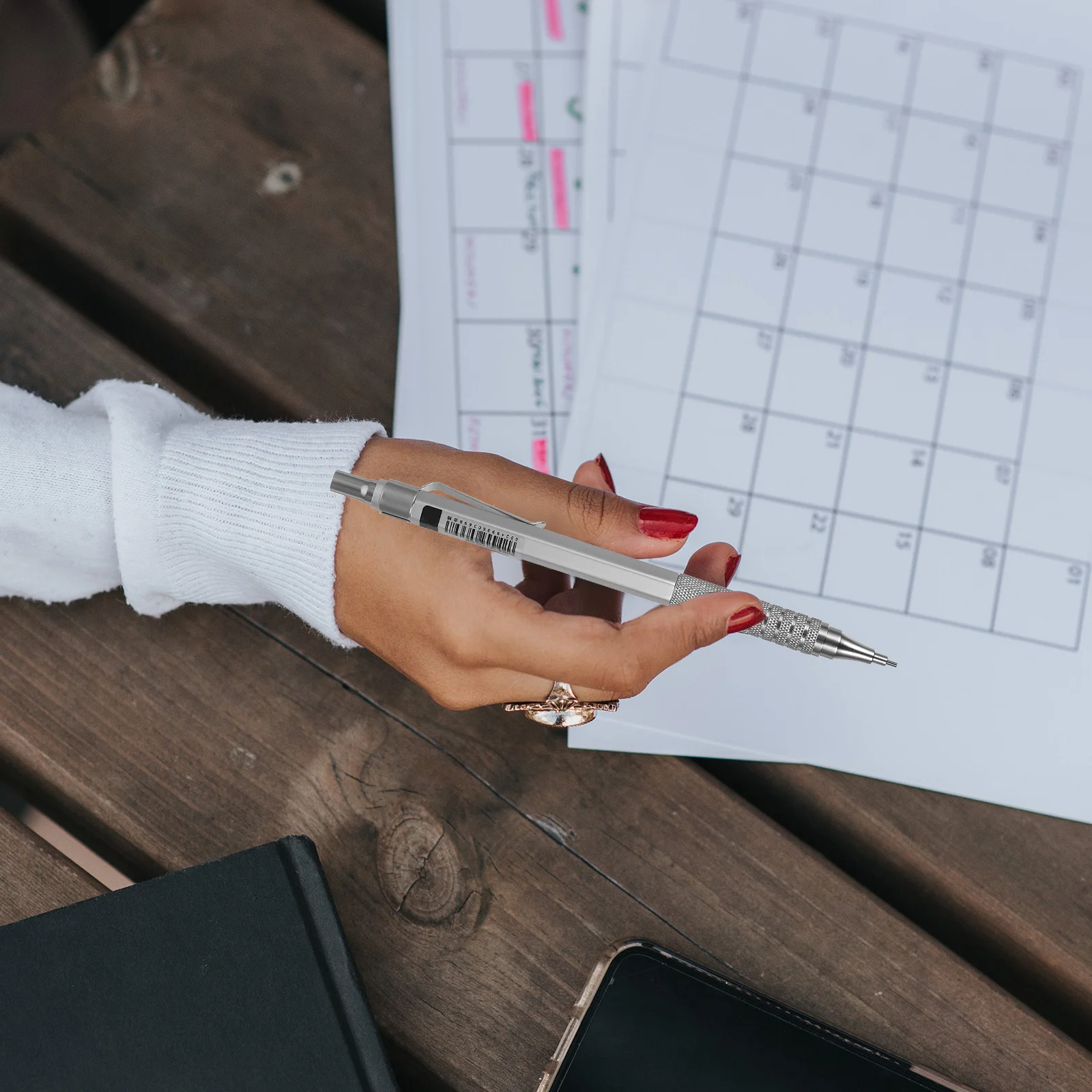 

0.7mm Automatic Pencil Set Retractable Tip Prevents Lead Breakage Perfect for Prizes Gifts Students Office Use Silver