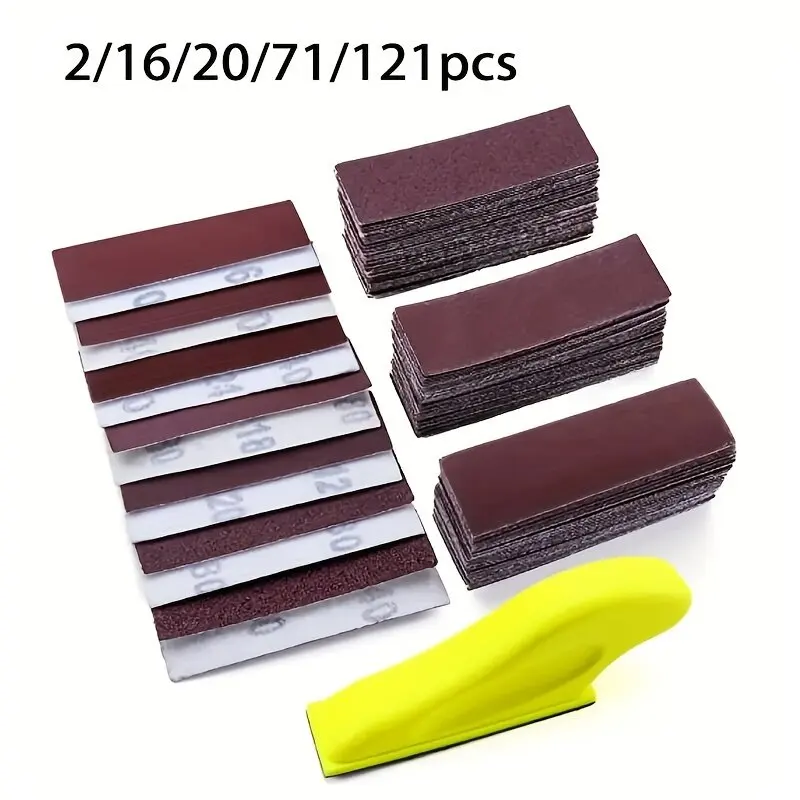 2/20/16/71/121-teiliges Mini-Schleiferset 3,5"×1" mit 80-600 Körnigem Schleifpapier, für Holzbearbeitung, Basteln & Enge Räume