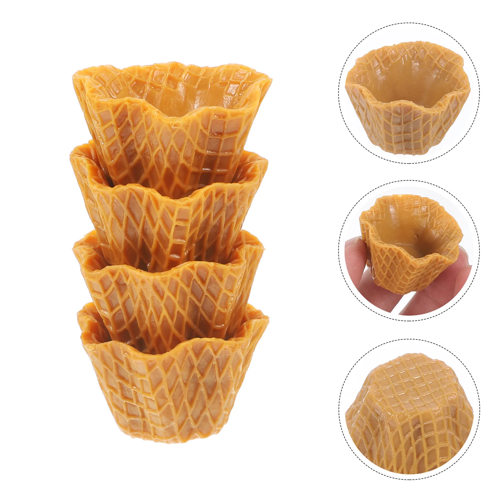 4pcs Artificial Cupcake Liner Models Realistic Faux Decorative Reliable Cake Liners Plastic Material Desk Cabinet Photography